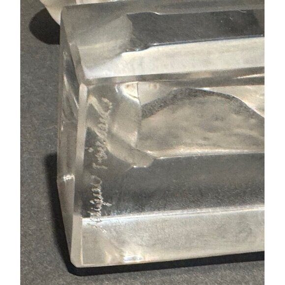 Lalique France Crystal Spotted Feeding Deer Art Glass Figurine Frosted 3" - Picture 5 of 5